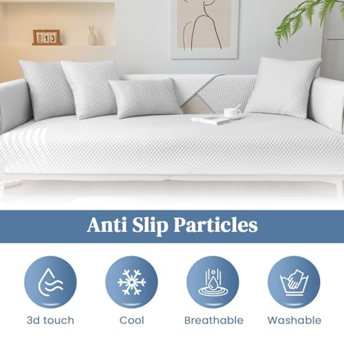 HASTHIP® Quilted Sofa Cover Mat, Ice Silk Sofa Cover Cooling Mat Breathable Summer Pad Cooling Seat Pad Couch Sofa Cover Mat, Modern Minimalist Textured Sofa Cover for 1-3 Seaters, 27.5X 70.8 inches HASTHIP® Quilted Sofa Cover Mat, Ice Silk Sofa Cover Cooling Mat Breathable Summer Pad Cooling Seat Pad Couch Sofa Cover Mat, Modern Minimalist Textured Sofa Cover for 1-3 Seaters, 27.5X 70.8 inches